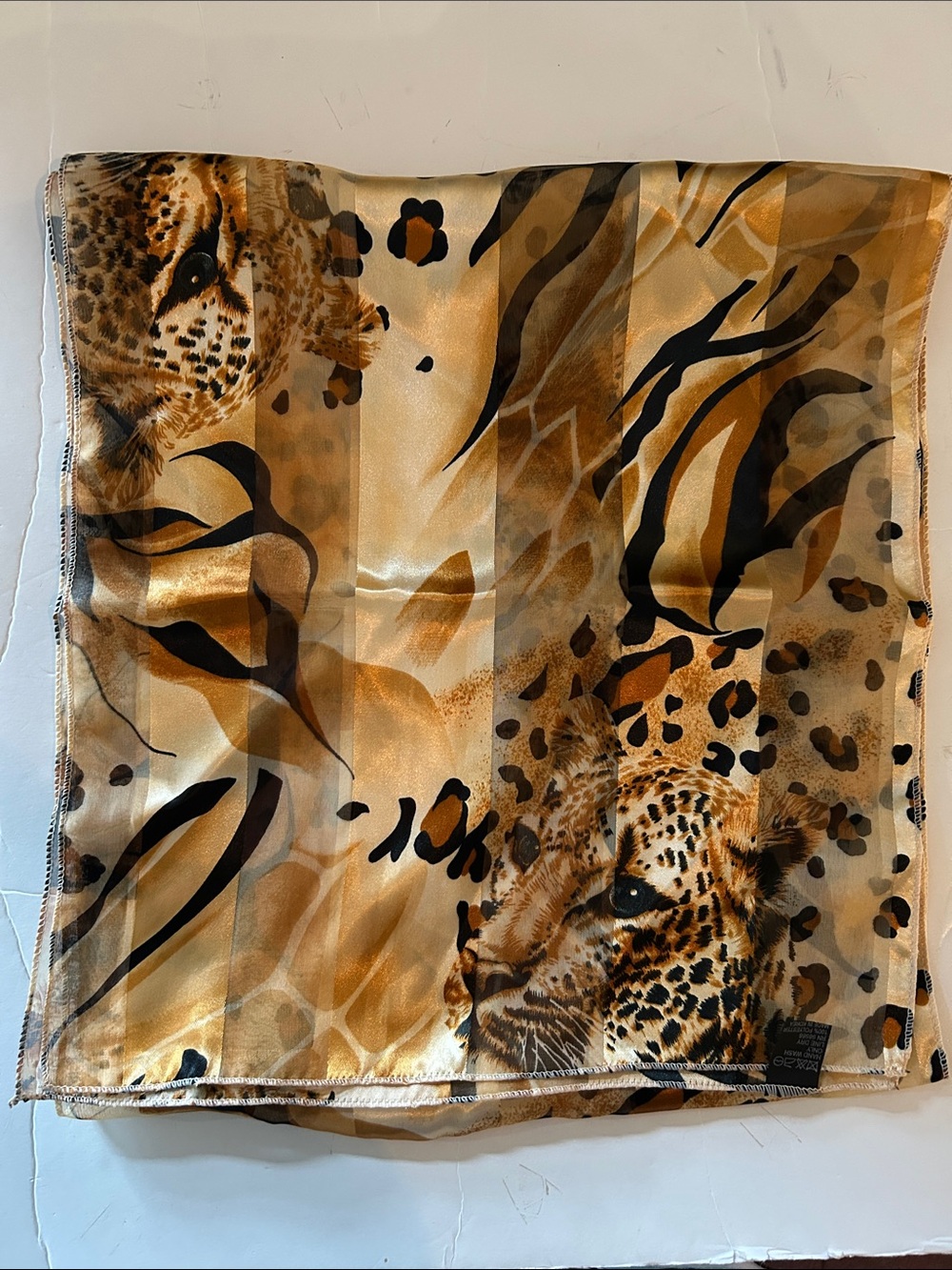 Leopard Print scarf Gold black and Tan Women's Scarf 13”x58”